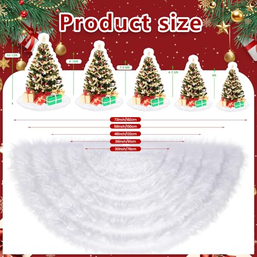 White Plush Christmas Tree Skirt - 36 Inch Soft Wool Fur Holiday Decor