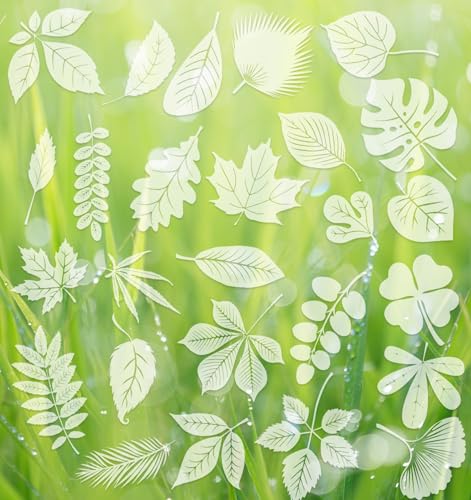 Bird Strike Prevention Window Clings - 26 Leaf-Shaped Decals
