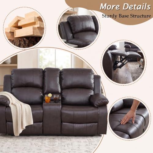 3-Piece Leather Recliner Sofa Set with Storage and Cup Holders