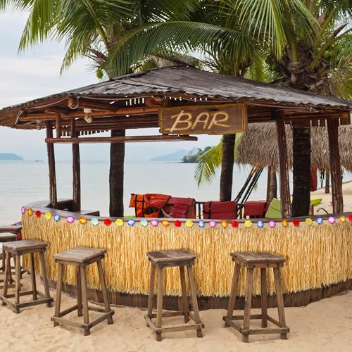 36ft Hawaiian Luau Grass Table Skirt - Tropical Fringe Party Decoration