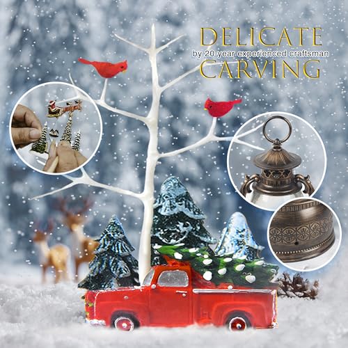 13.8-Inch Lighted Cardinal Musical Christmas Snow Globe Lantern with Timer