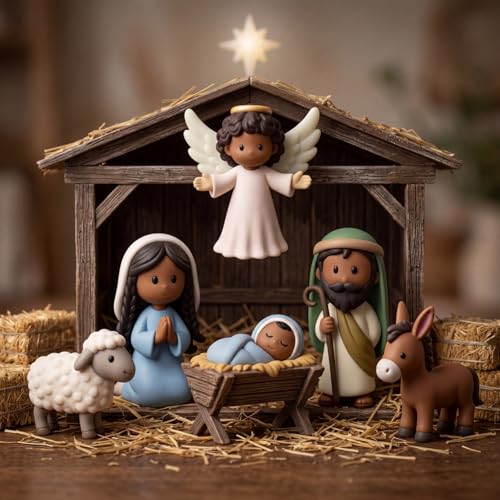 60-Piece Mini Nativity Scene Resin Figurines for DIY Christmas Crafts