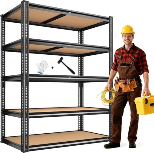 Heavy Duty 5-Tier Garage Shelving Unit, 72" Metal Storage Shelf