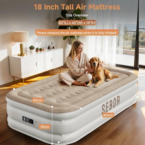 Twin XL Air Mattress with Built-In Electric Pump - 18" Blow Up Bed