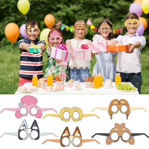 24-Piece Cartoon Puppy Paper Glasses and Masks - Birthday Party Photo Props