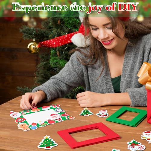 Eersida 744 Pcs Christmas DIY Picture Frame Craft Kit with Foam Photo Frames & Magnetic Strips