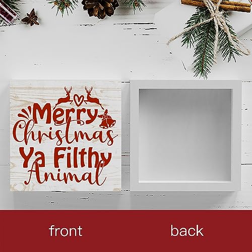 WRSUNT Home Alone Décor Winter Merry Christmas Ya Filthy Animal Wood Box Sign - Animal Variant, 5 x 5 Inches