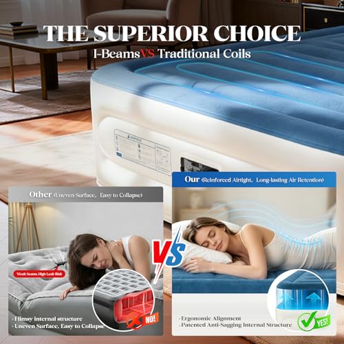 Queen Air Mattress with Built-In Pump - 18 Inch Raised Inflatable Bed