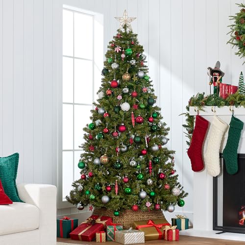 7.5ft Unlit Artificial Christmas Tree - Realistic Spruce with Metal Base