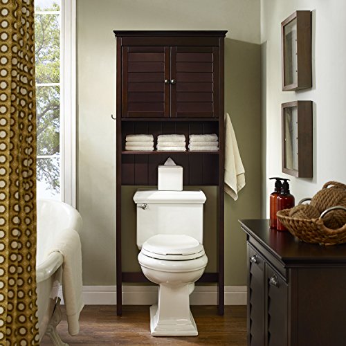 Crosley Lydia Over-the-Toilet Bathroom Cabinet - Large Espresso Coastal Style