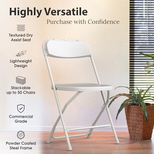 10-Pack Foldable Plastic Chairs, Stackable Metal Frame Seats for Events
