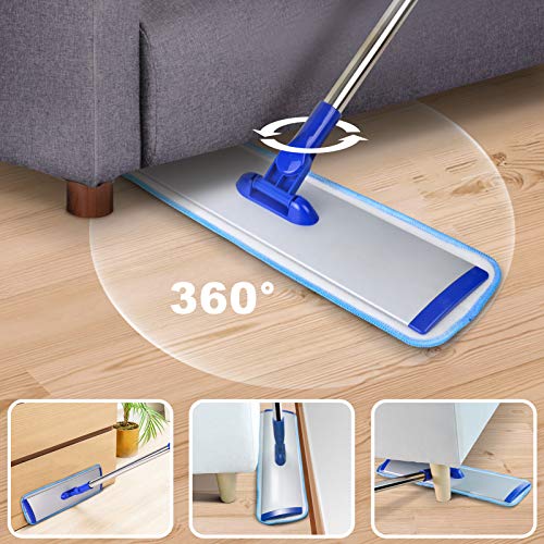 18-Inch Professional Microfiber Mop Floor Cleaning System with 4 Washable Pads