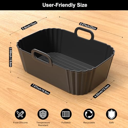Reusable Silicone Air Fryer Liners - 2 Pack for 8-10QT Dual Basket Fryers