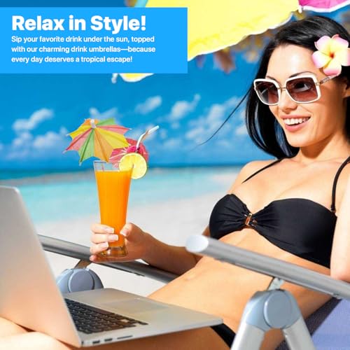 150 Pack of Tropical Drink Umbrellas for Cocktails & Desserts - Vibrant Party Decor