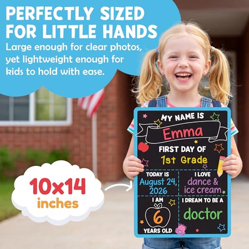 Double-Sided First & Last Day of School Sign with Markers & Pencil Flag