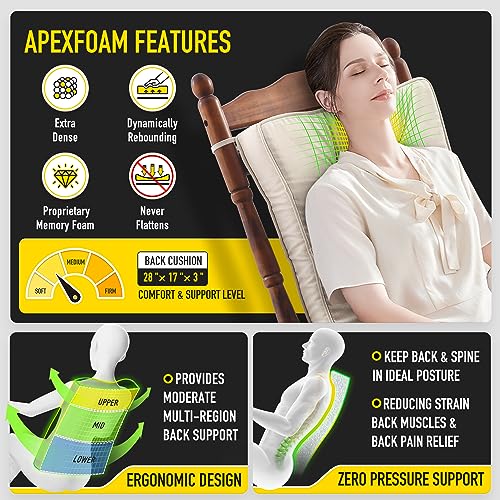 Memory Foam Rocking Chair Cushion Set, Non-Slip Seat & Back Pad, Heather Gray