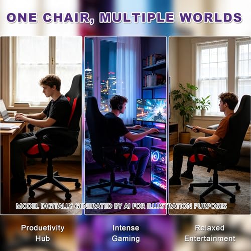 Gaming Chair Cover - Stretchable Breathable Mesh, Scratch Proof, Black-Red