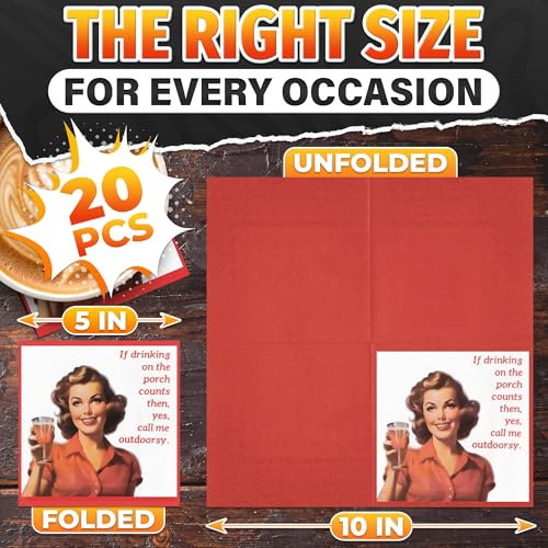 Red Cocktail Napkins 20-Pack - 3-Ply Vintage Red Party & Holiday Napkins