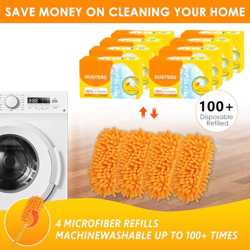 Reusable Microfiber Duster Refills 4-Pack - Washable 360 Dusting Cloths