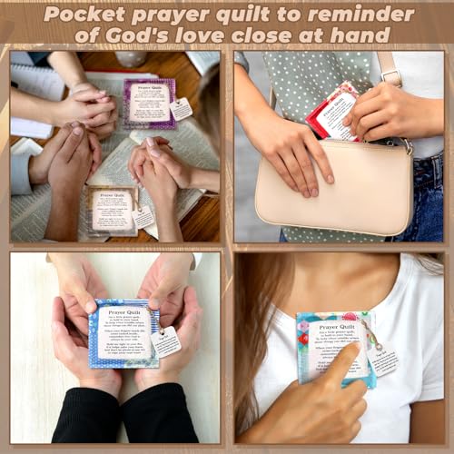 24 Pack Pocket Prayer Quilts with Cross - Inspirational Gifts