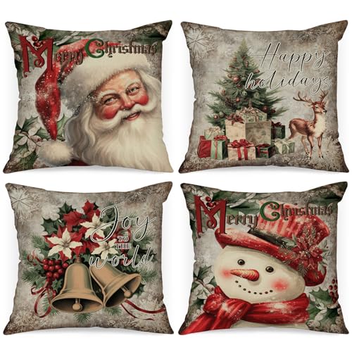 Lanpn Green 22x22 Christmas Throw Pillow Covers Set of 4 Holiday Decor