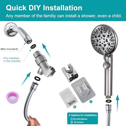 8-Mode Handheld Shower Head with 79-Inch Hose and Low-Reach Wall Mount
