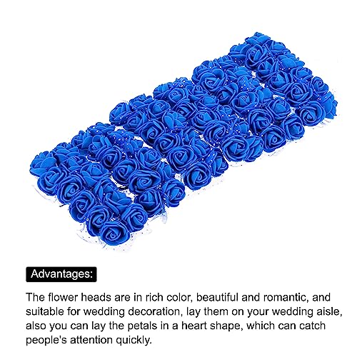 Bright Blue Artificial Rose Flower Heads Pack of 144 - 0.8 to 1 Inch Faux Flowers for DIY Wedding & Party Decor