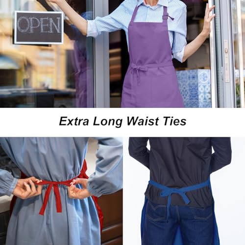 15-Pack Adjustable Adult Aprons with Pockets, Durable Unisex Kitchen Bib