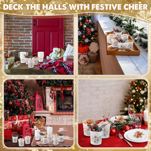 Meekoo 12-Pack Gold Snowflake Plastic Buckets Holiday Gift & Party Decorations