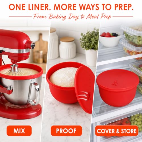 2-Pack Silicone Mixer Bowl Liners with Vented Lids for 5qt and 7qt Bowls