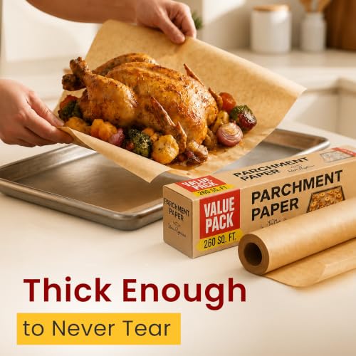 Unbleached Non-Stick Parchment Paper Roll with Cutter - 15 in x 210 ft