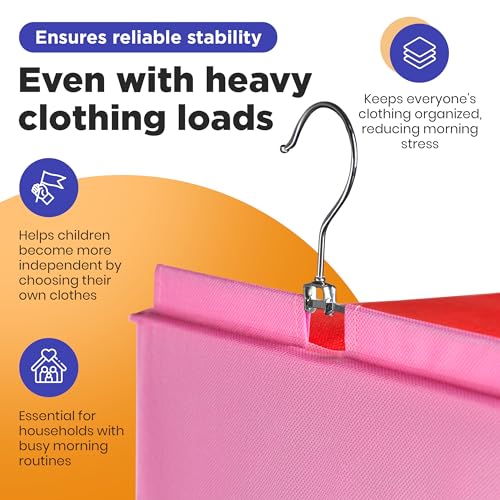 Weekly Hanging Closet Organizer for Kids with Bamboo Shelves, Pink
