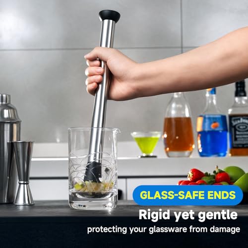 Lexenic Double-Head Stainless Steel Cocktail Muddler 12.6 inch Bar Tool