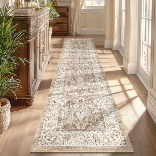 2x8 Boho Floral Runner Rug, Non-Slip Washable Kitchen Hallway Floor Mat