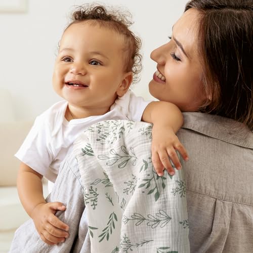 LYRICHOM Organic Cotton Muslin Swaddle Blankets 3 Pack, 38x40 Bright Colors