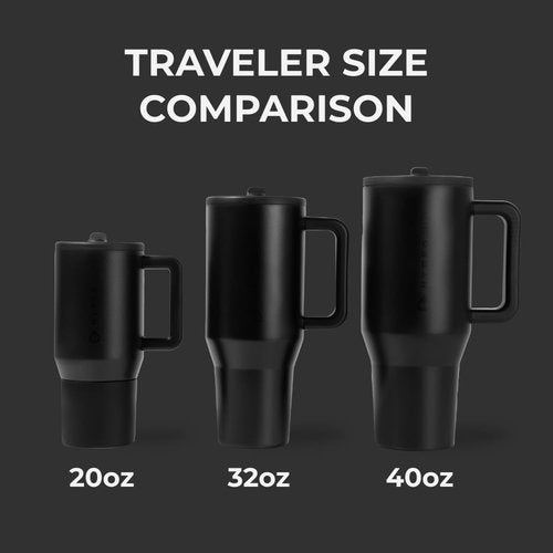 HydroJug Traveler - 32 oz Insulated Water Bottle with Handle & Flip Straw - Leak Resistant, Black