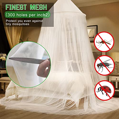 Dome Bed Canopy Mosquito Net - Fine Mesh Hanging Curtain for Twin & Queen Beds