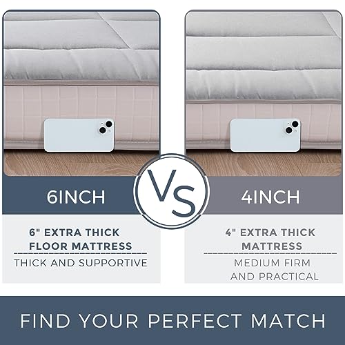 6-Inch Extra Thick Foldable Japanese Futon Floor Mattress - Queen Size