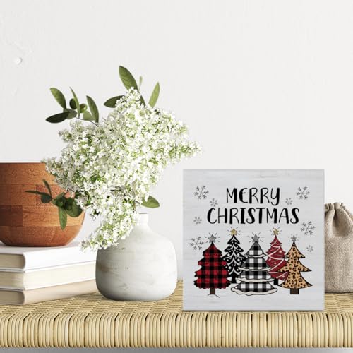 GTGIC Xmas Trees Wooden Sign Decor - Xmas Trees Snowflake Holiday Plaque