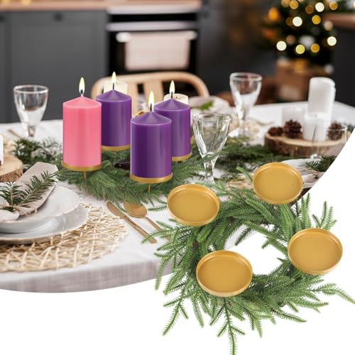 Norfolk Pine Christmas Advent Wreath Candle Holder - 16" Table Centerpiece