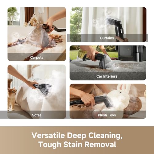 Portable Steam Carpet & Upholstery Cleaner with 17Kpa Suction & Self-Cleaning