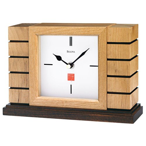 Bulova Usonian II Frank Lloyd Wright Mantel Clock Solid Hardwood Case