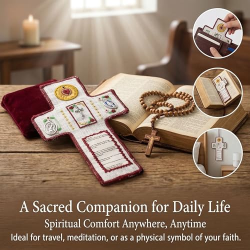 Catholic Pocket Prayer Quilts - 3 Pack with Crosses, 2x2 Inch