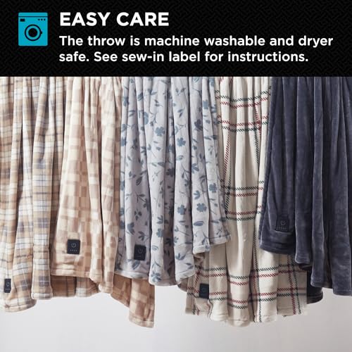 Faux Fur Heated Throw Blanket - 50x60 Electric Warming Blanket with 4 Settings