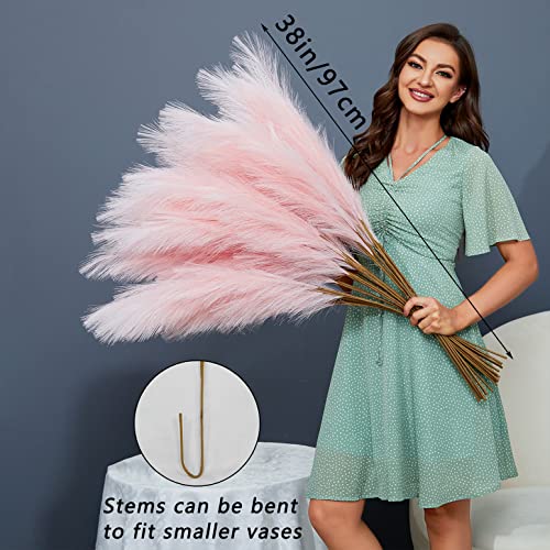 8-Piece 38-Inch Artificial Pampas Grass Stems - Fluffy Faux Floral Decor