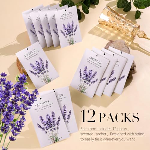 Lavender Scented Sachet Bags for Drawers and Closets - 12 Pack