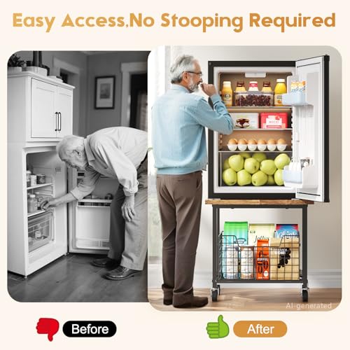 Heavy-Duty Mini Fridge Stand with Storage Drawer & Wheels (300 lb Capacity)