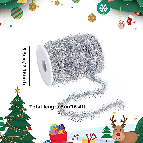 Glitter Metallic Tinsel Garland Ribbon (6 Rolls, 33 Yards) - Christmas Decor