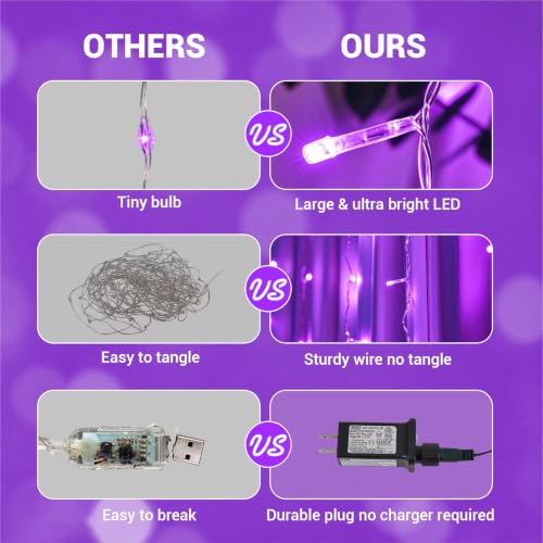 YEGUO Purple 900 LED Curtain Lights, 8 Modes Plug-in Window Backdrop 9.8 x 29.5ft (Indoor/Outdoor) Halloween