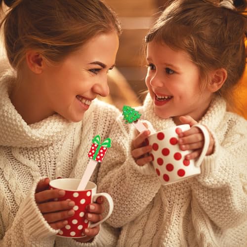 FYSUIMU 120 Pcs Christmas Wooden Spoons – Classic Styles Disposable Tasting Spoons 5.5 in